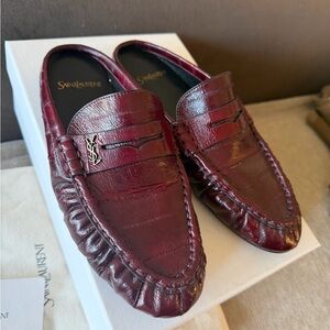 Saint Laurent Deep Red Leather Loafers